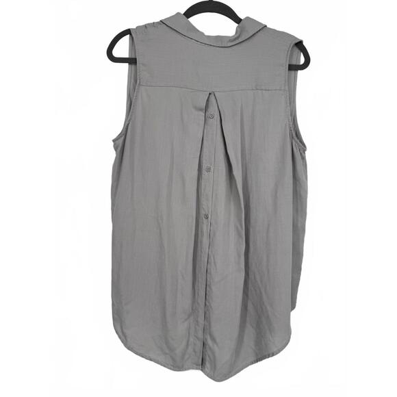 Andrea Jovine Women's XL Sleeveless Button Down Shirt Gray - Picture 2 of 5